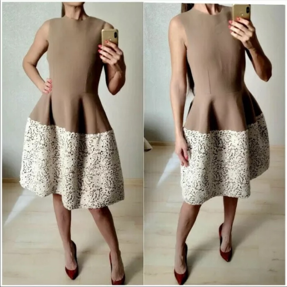 Dolce Gabbana wool dress w/ crochet detail size 42